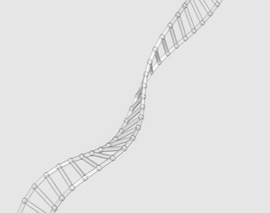 3d Transparent DNA helix with futuristic look, symbolizing genetics and biotechnology. 3d illustration