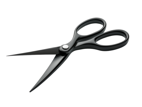 Isolated Sleek Black Scissors with Sharp Blades