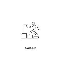 Single career icon, outline vector sign, linear style pictogram isolated on white. with person and ladder elements. Editable stroke