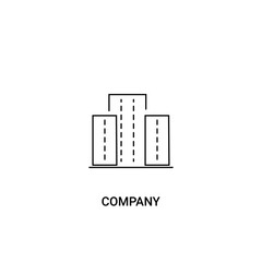 Single company icon, outline vector sign, linear style pictogram isolated on white. with building elements. Editable stroke