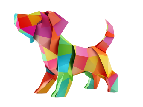 Isolated Abstract Geometric Paper Dog