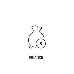 Single finance icon, outline vector sign, linear style pictogram isolated on white. with dollar sack element. Editable stroke