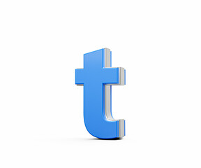 Blue Small Letter t Alphabet t Gleams With Its Sleek Modern Design With Sharp Edges 3D Illustration