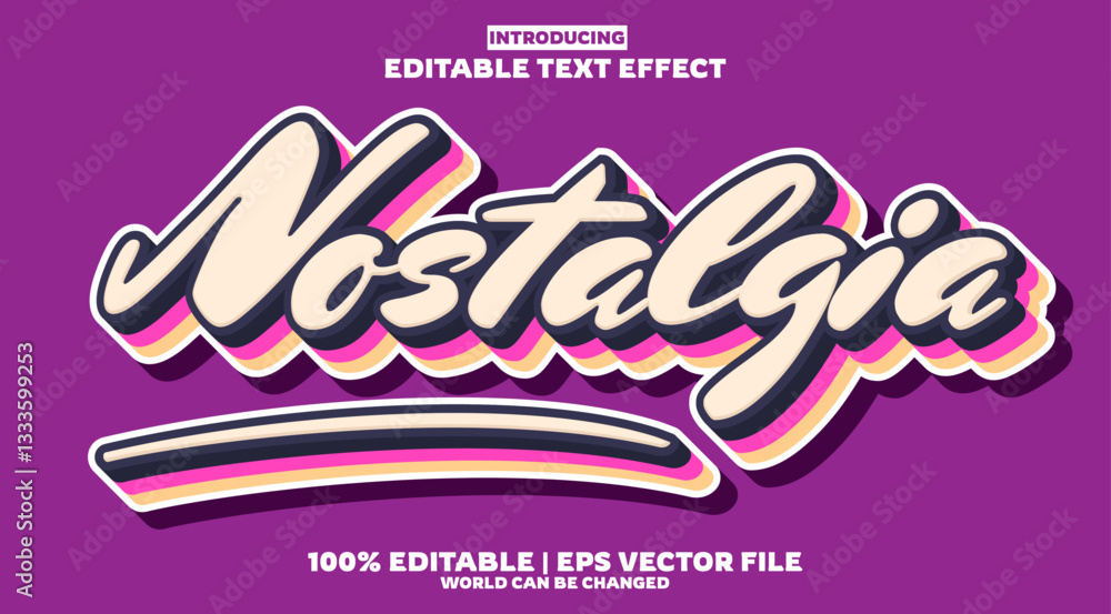 Poster nostalgia vibes editable text effect in modern trend style