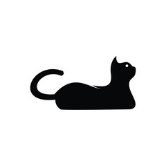 Silhouette of black cat logo designs