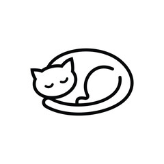 line art of cat sleeping abstract logo designs