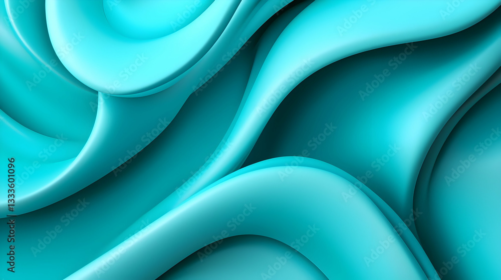 Poster abstract teal gradient background with smooth wavy curves