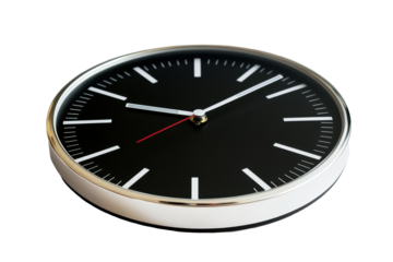 Isolated Modern Black and Silver Wall Clock