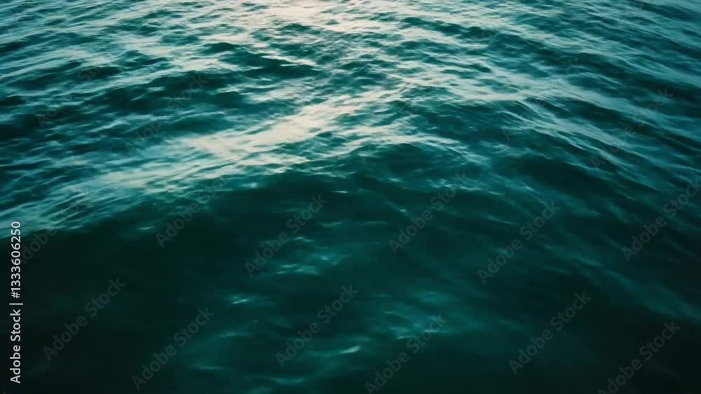 Aufkleber serene view of ocean surface with gentle waves reflecting soft light, creating calming and peaceful 