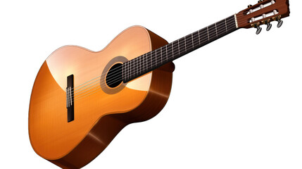 Obraz premium A detailed acoustic guitar with wooden textures on a transparent background