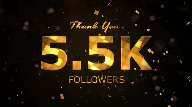 5.5K Followers celebration animation, 5500 followers thank you video, fireworks, confetti party effects, social media milestone motion graphics animation, celebrating 5.5K followers