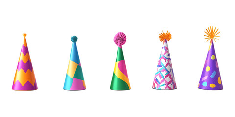 Pack Party Hat Set on Transparent Background for Celebrations, Events, and Fun Illustrations