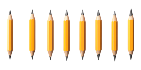 Pencils are precisely sharpened on both ends, creating a visually compelling pattern of useful double-tipped stationery items isolated on a white.
