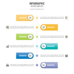 Fototapeta premium Mind map infographic template or element with 6 step, process, option, colorful 3D tag, rectangle, icons, square, bar, button, paper origami, thin line, linear for sale slide, flowchart, brochure