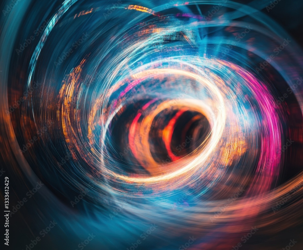 Poster hyperspace tunnel: a mesmerizing visualization of a tunnel through hyperspace, showcasing dynamic an