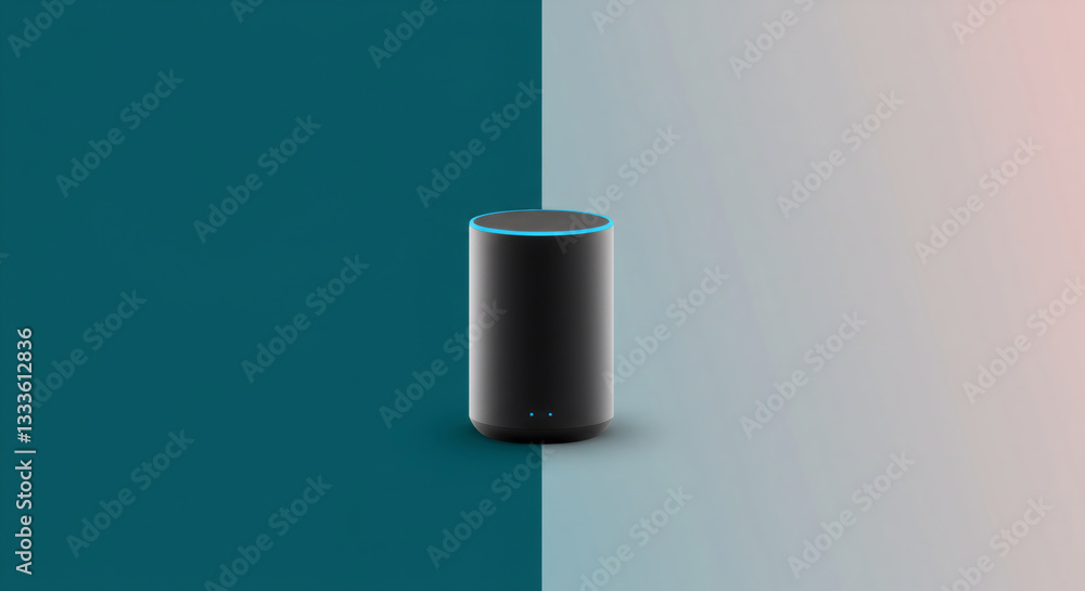 Aufkleber smart speaker on tricolor background. voice assistant device for home automation. modern technology 