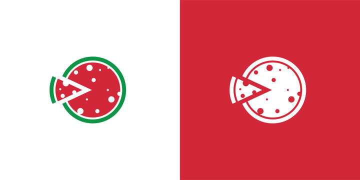 Pizza Logo. Suitable for business logo, brand, interview show, podcast, quiz. Flat Vector Logo Design Template Element.
