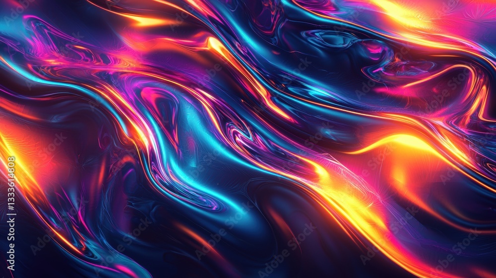 Poster gradient neon and futuristic glowing neon gradient with a holographic effect, adding a touch of cybe