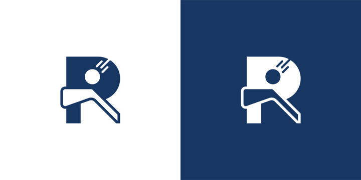 R Golf Logo. Suitable for business logo, brand, interview show, podcast, quiz. Flat Vector Logo Design Template Element.