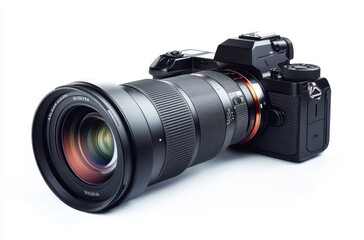 Professional businesswoman holding a tablet, looking at the camera, white