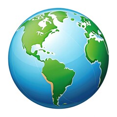Obraz premium Our Vibrant Earth, A Globe Showcasing Continents In Lush Green And Tranquil Blue, A Symbol Of Global Unity And Interconnectedness