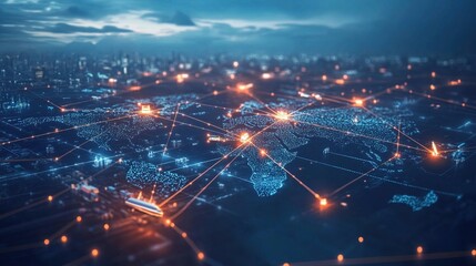 Fototapeta premium Smart Logistics Network with IoT Tracking and Real-Time Data Visualization