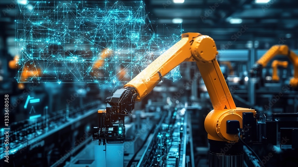 Poster smart factory automation with connected infrastructure and robotics