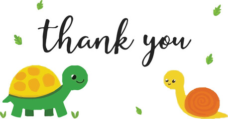 Turtle and Snail Thank You Illustration