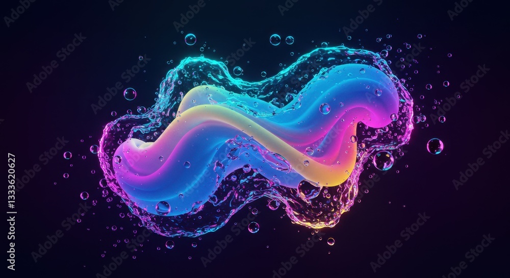 Aufkleber a vibrant and energetic visual of colorful fluid dynamics and bubbles in motion