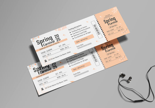 Spring Festival Carnival Ticket Layout Design