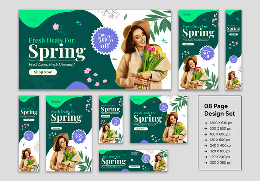 Web Banner Set For Spring Fashion Sales