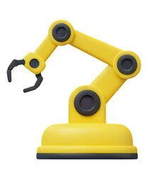 Yellow robotic arm on black
