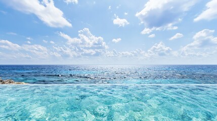 Obraz premium Serene Ocean View Infinity Pool Crystal Clear Water Blue Sky