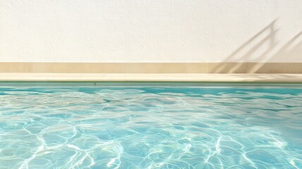 Swimming Pool With Sparkling Turquoise Water and Off White Textured Wall