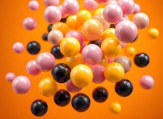Colorful Floating Balls on Vibrant Background,