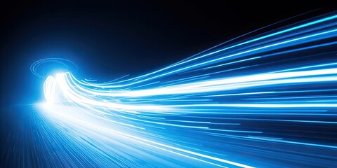 Abstract Blue Light Streaks Speed Technology Energy Motion Background