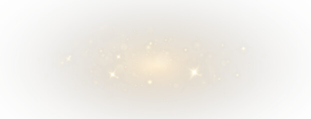 Fototapeta premium Bokeh light effect background, christmas gold dust, festive glitter dust for banners, cards, advertisement. Christmas glowing dust background png, vector.