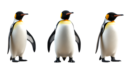 Pack Penguin Set on Transparent Background for Wildlife, Arctic, and Nature Illustrations
