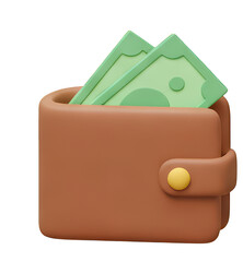 Wallet with Cash 3D Render