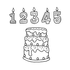 hand drawn birthday cake illustration