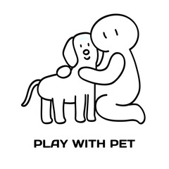 Play with pet editable stroke outline icon isolated on white background flat vector illustration, black outline, Pixel perfect