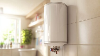 Modern water heater in a kitchen/bathroom setting