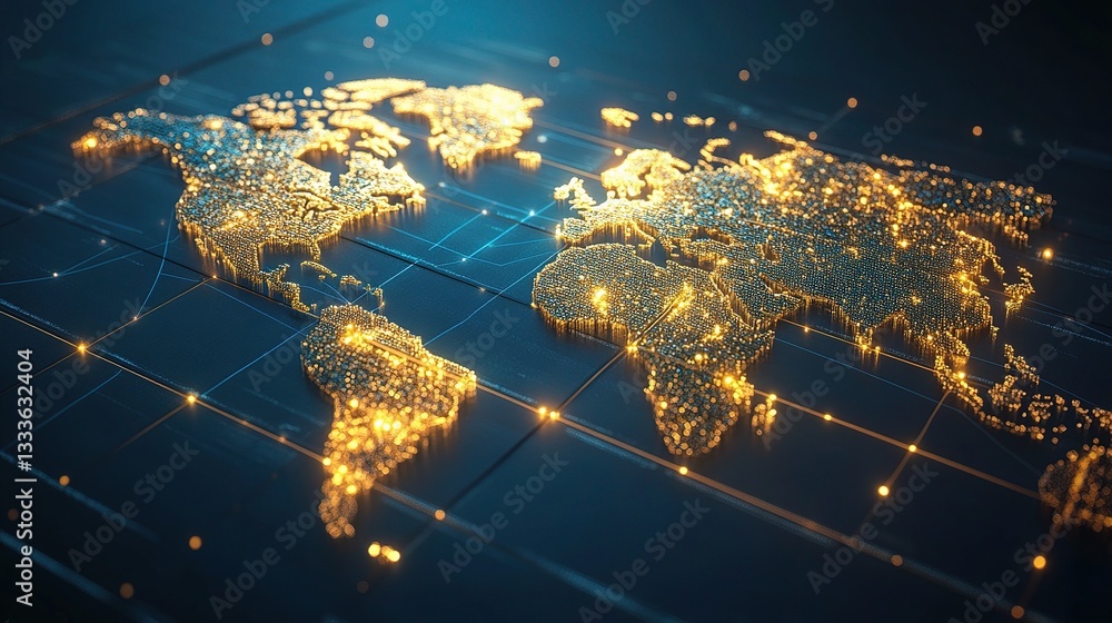 Poster international shipping network concept with 3d world map visualization