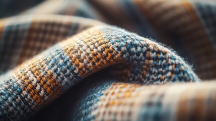 Textured Close-Up of Colorful Wool Fabric in Warm Tones