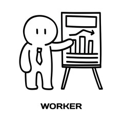 Worker editable stroke outline icon isolated on white background flat vector illustration, black outline, Pixel perfect