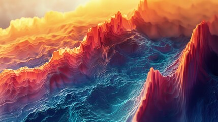 Generate a holo abstract 3D visualization of stock market data trends