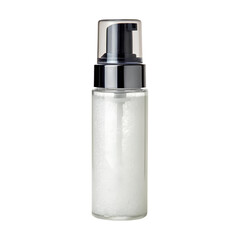 Facial cleansing foam bottle on transparency background, ideal for skincare routines