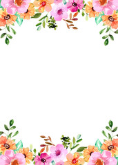 Watercolor flowers background vector for design.