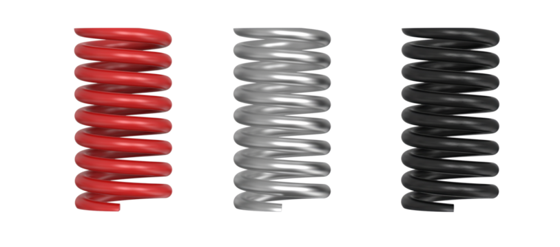Set coil spring twisted, metal industrial coil isolated. Metal spring isolated on transparency background	 - Powered by Adobe