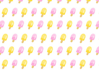 クレヨンタッチのアイスパターン ピンクとオレンジ